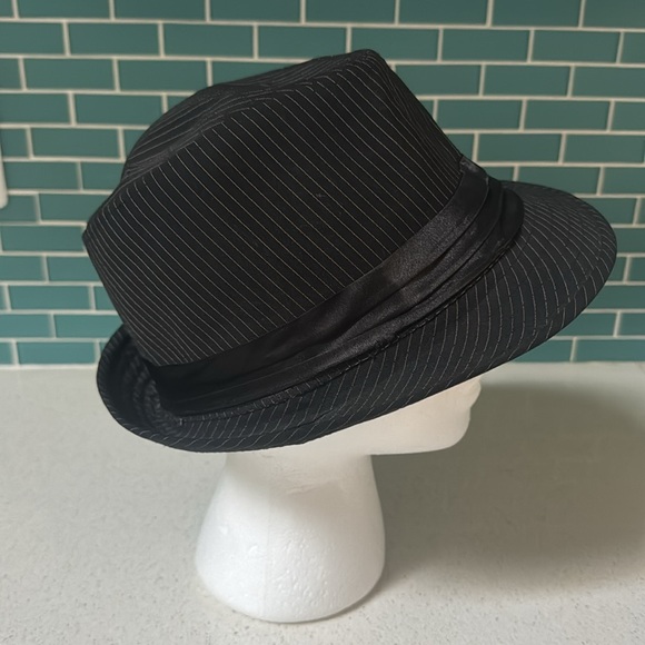 Kenny K. black white pinstripe unisex cotton fedora hat size large - Picture 2 of 8